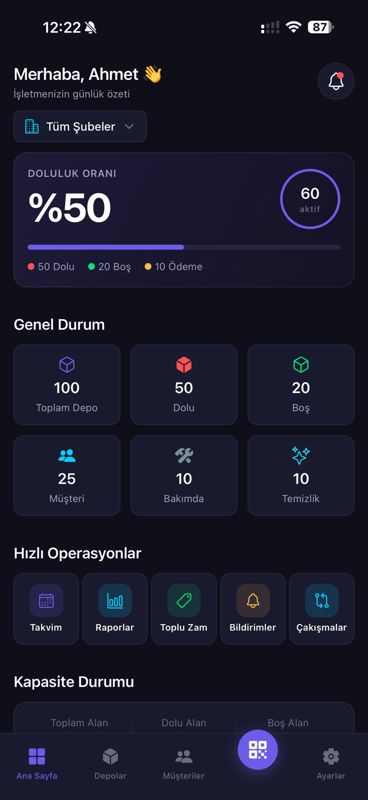 TaşıDepo Gerçek Uygulama Arayüzü